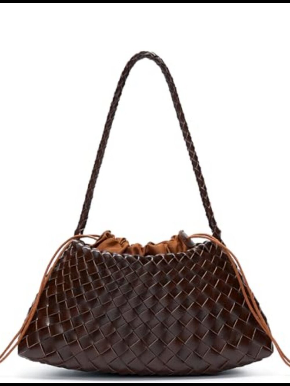 Woven Shoulder Bag Vegan Leather Basket-Weave Hobo Purse